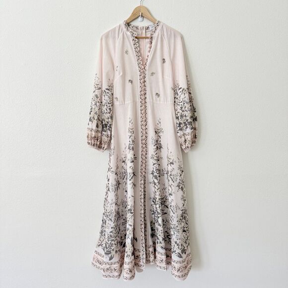 Zimmermann Dresses & Skirts - Zimmerman Women's Size 1 US 6 Golden Floral Long Sleeve Silk Linen Maxi Dress
